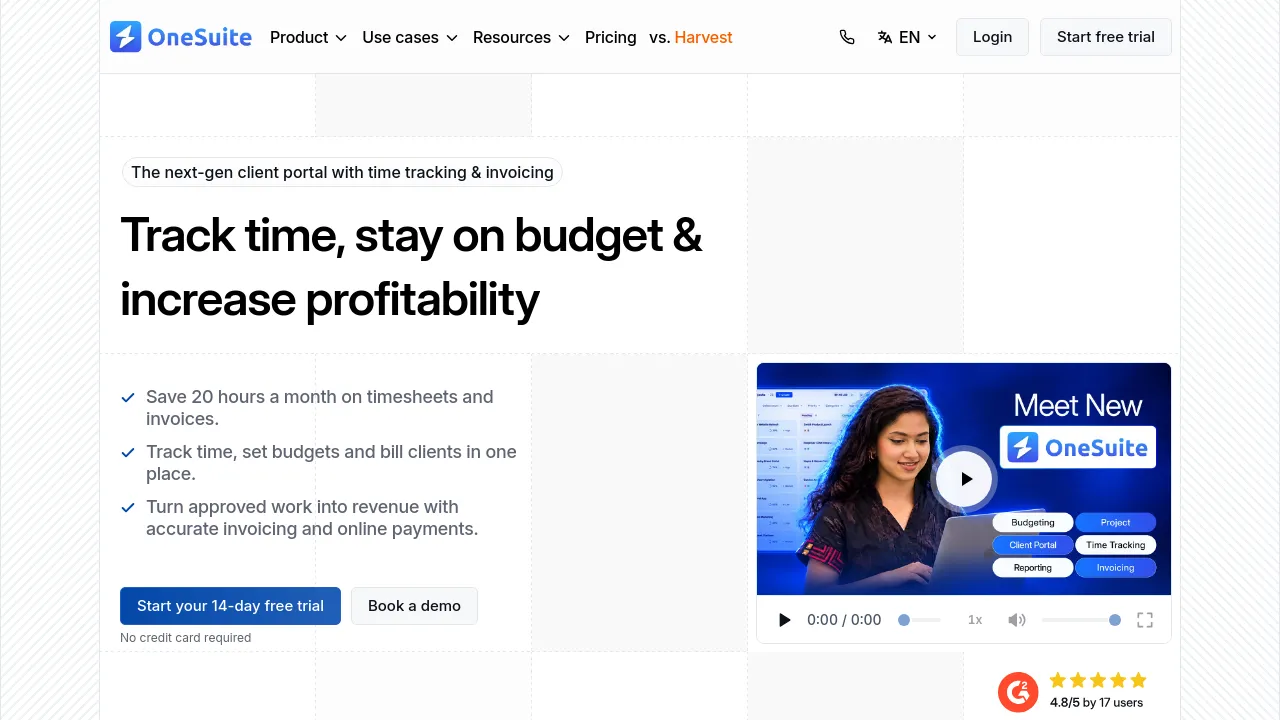 Screenshot of OneSuite website