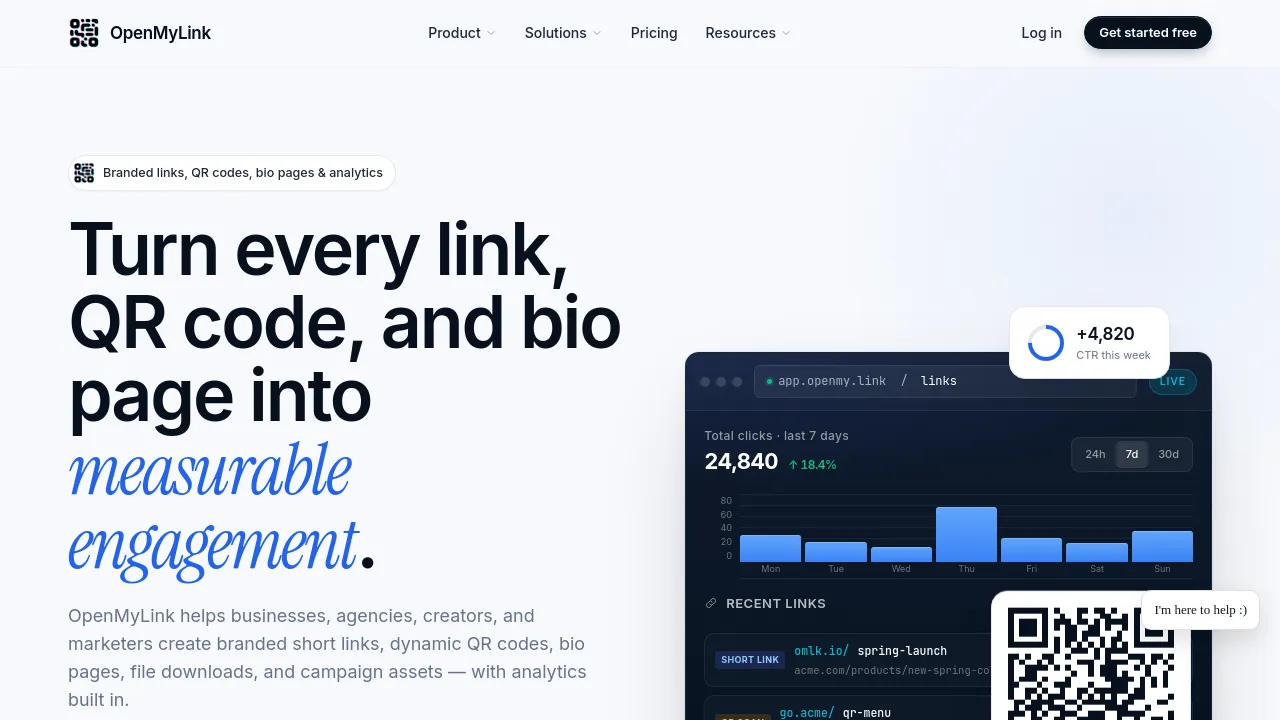 Screenshot of OpenMyLink website