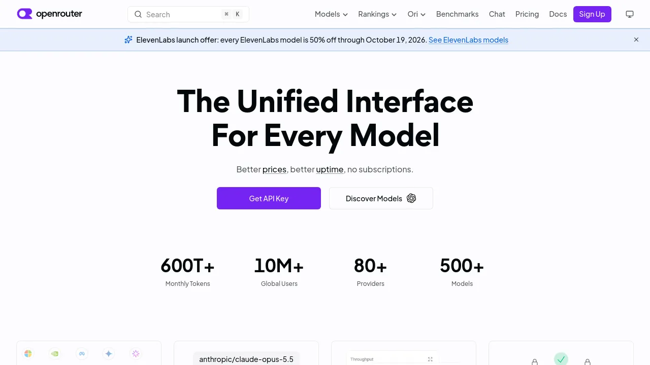 Screenshot of OpenRouter website