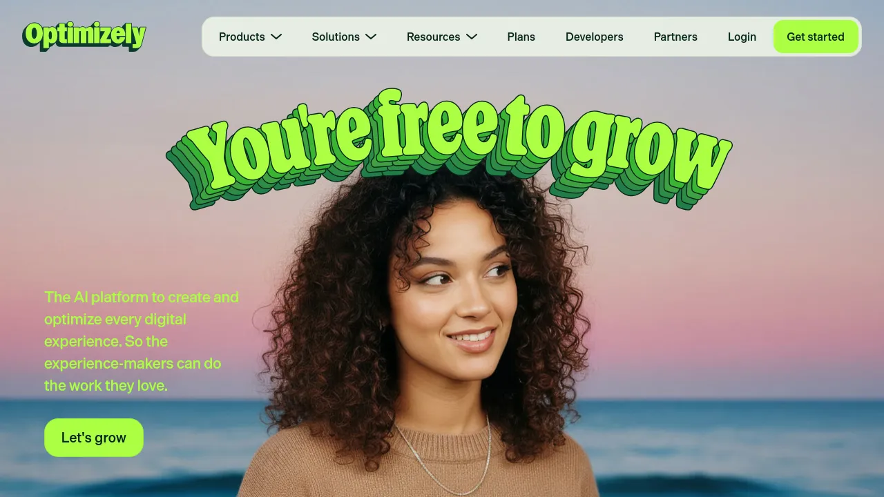 Screenshot of Optimizely website