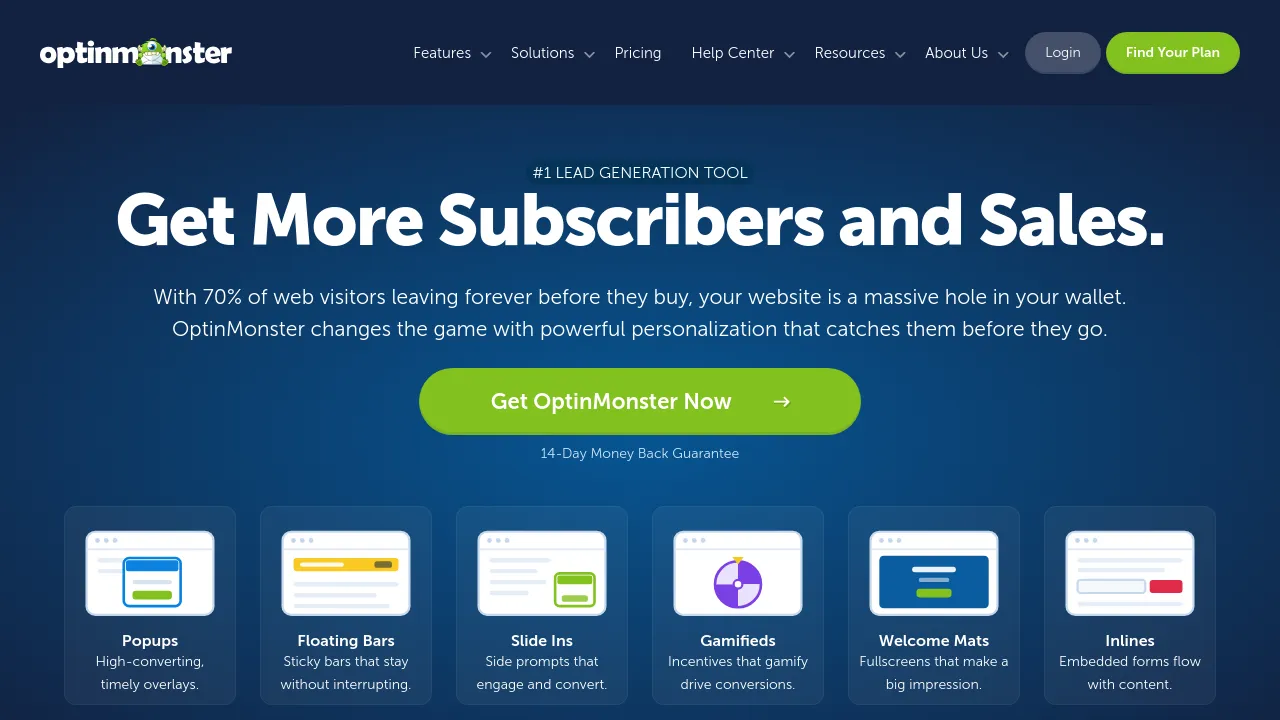 Screenshot of the OptinMonster website