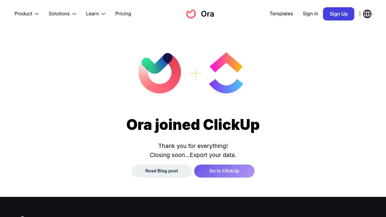 Screenshot of Ora website