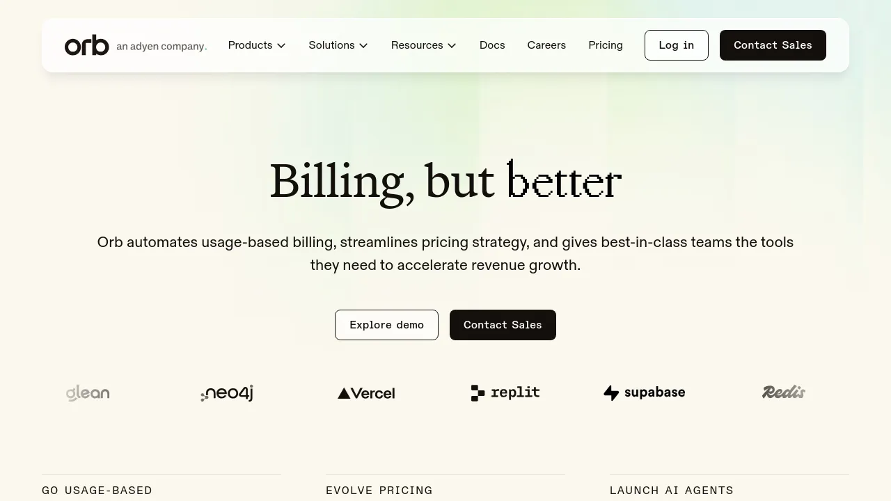 Screenshot of Orb website