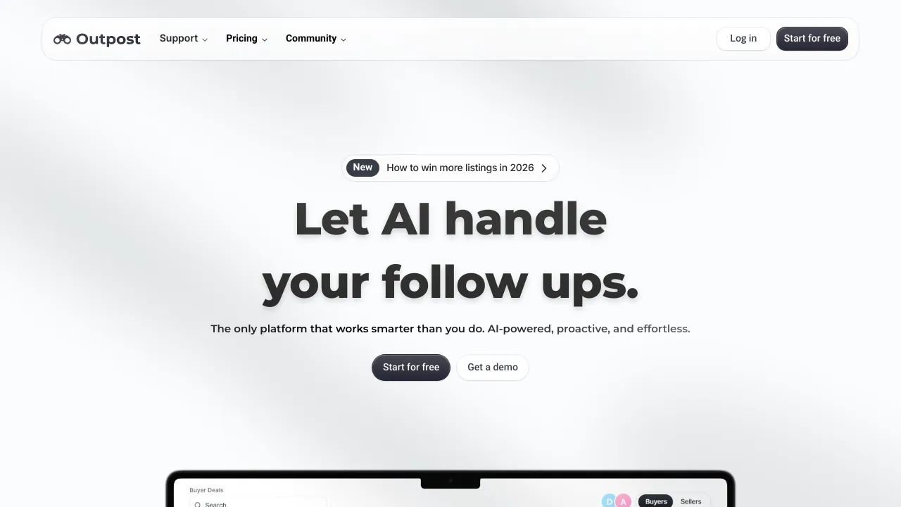 Screenshot of Outpost website