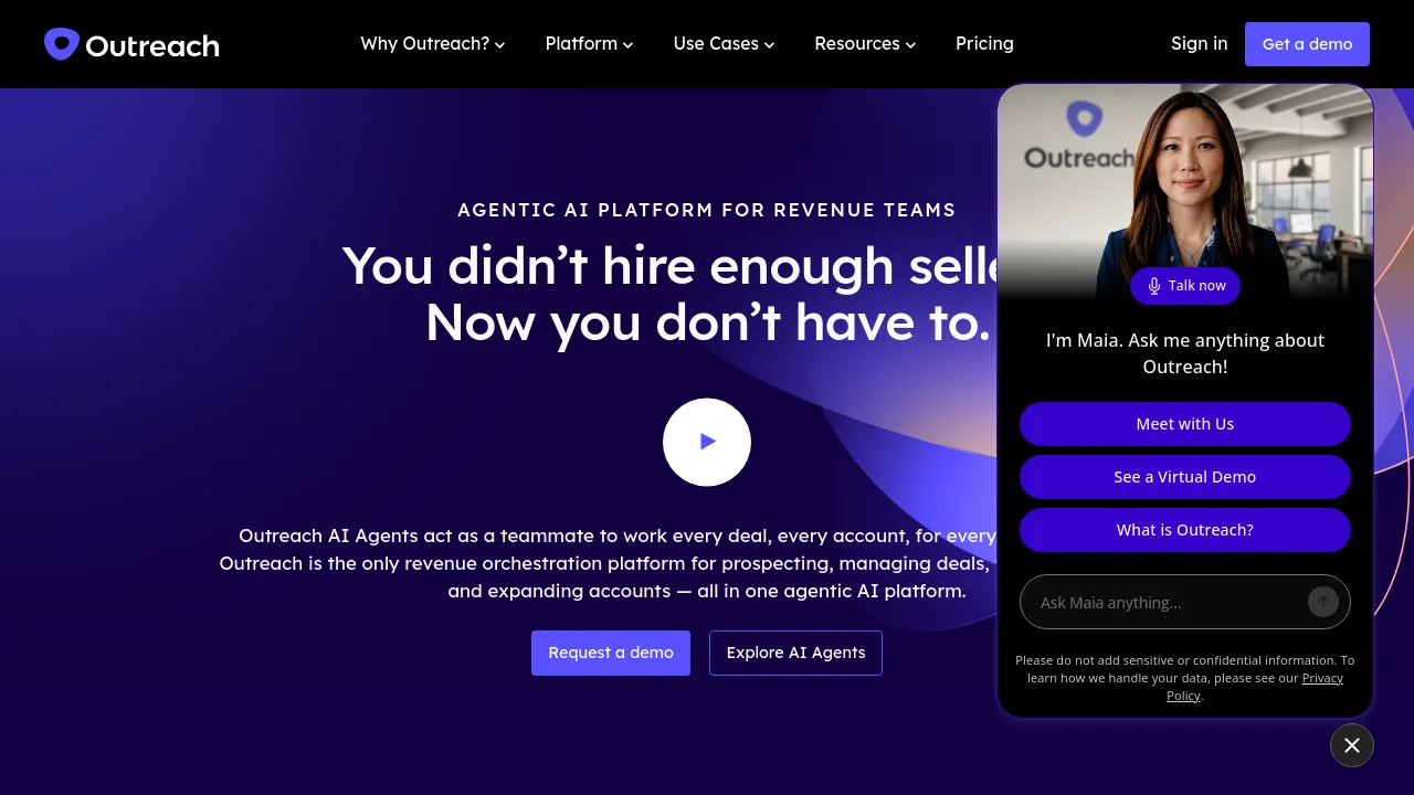 Screenshot of Outreach website