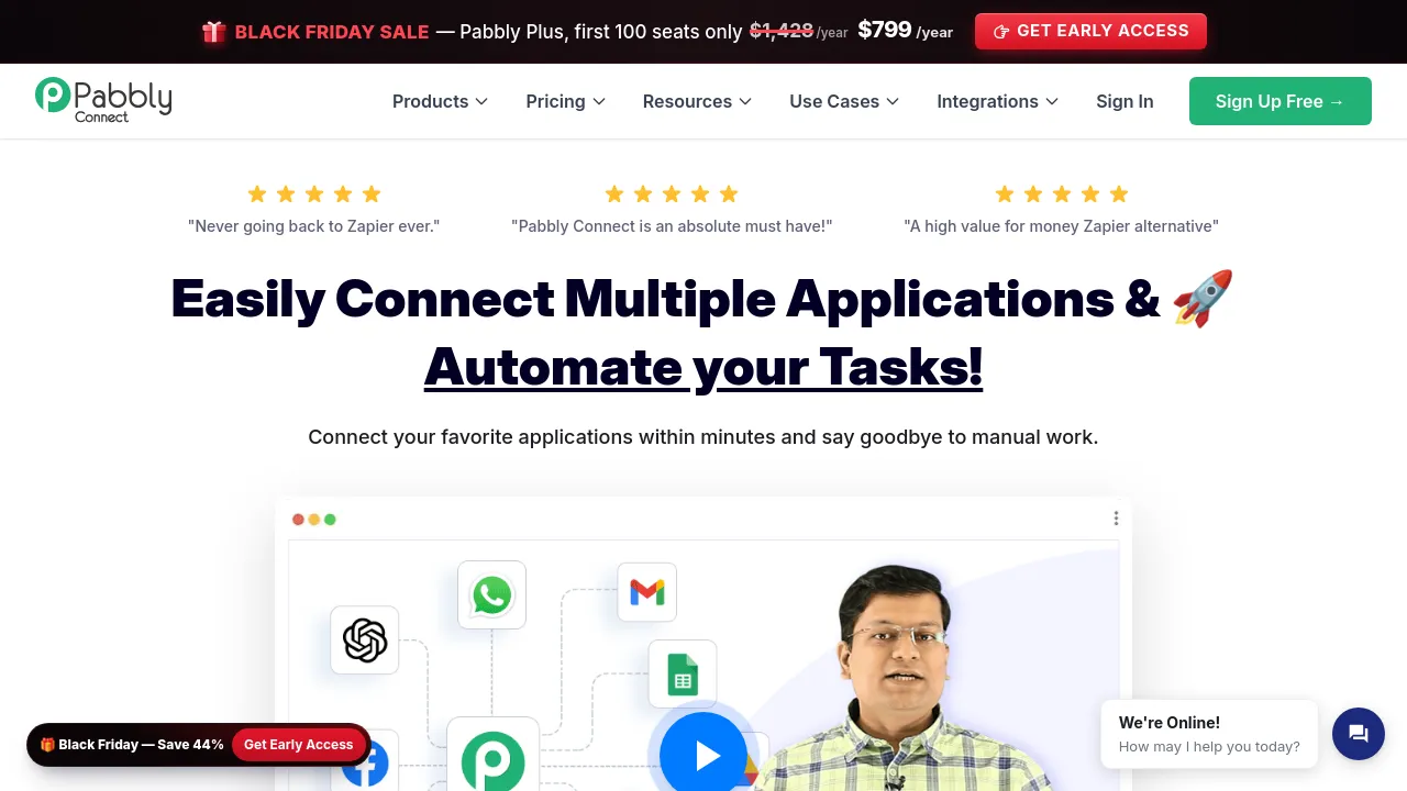 Screenshot of Pabbly Connect website