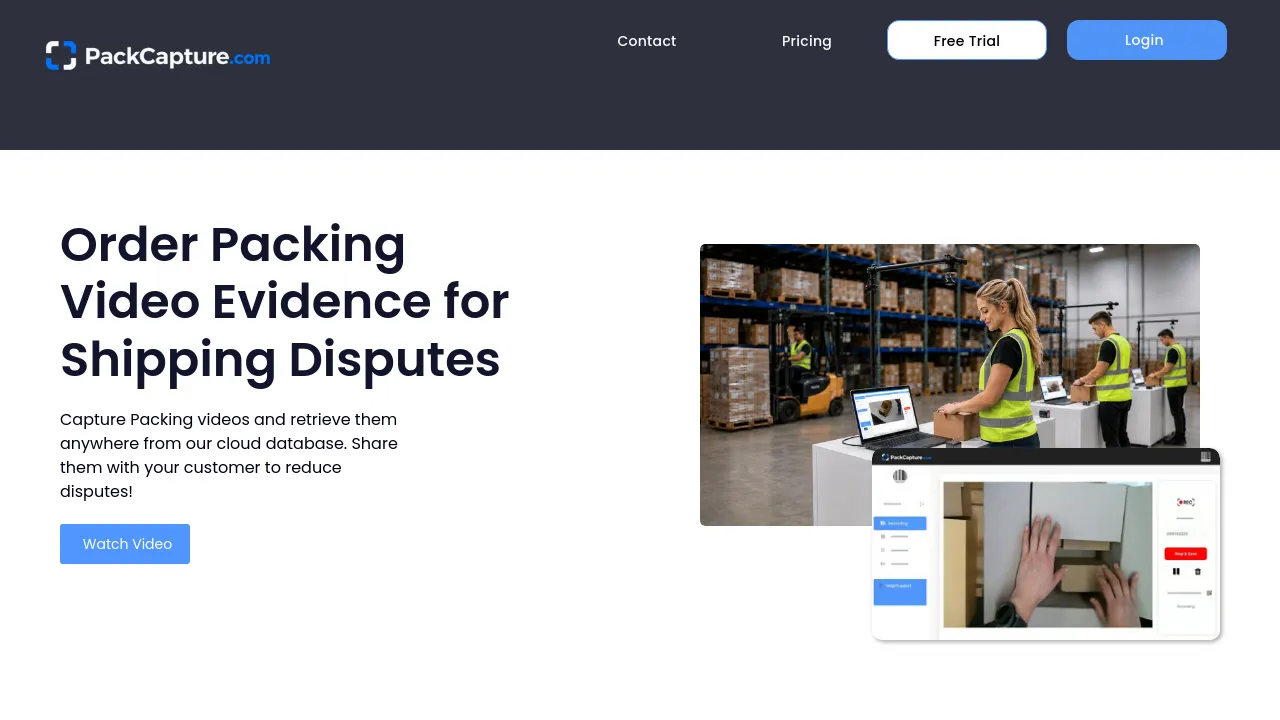 Screenshot of PackCapture website