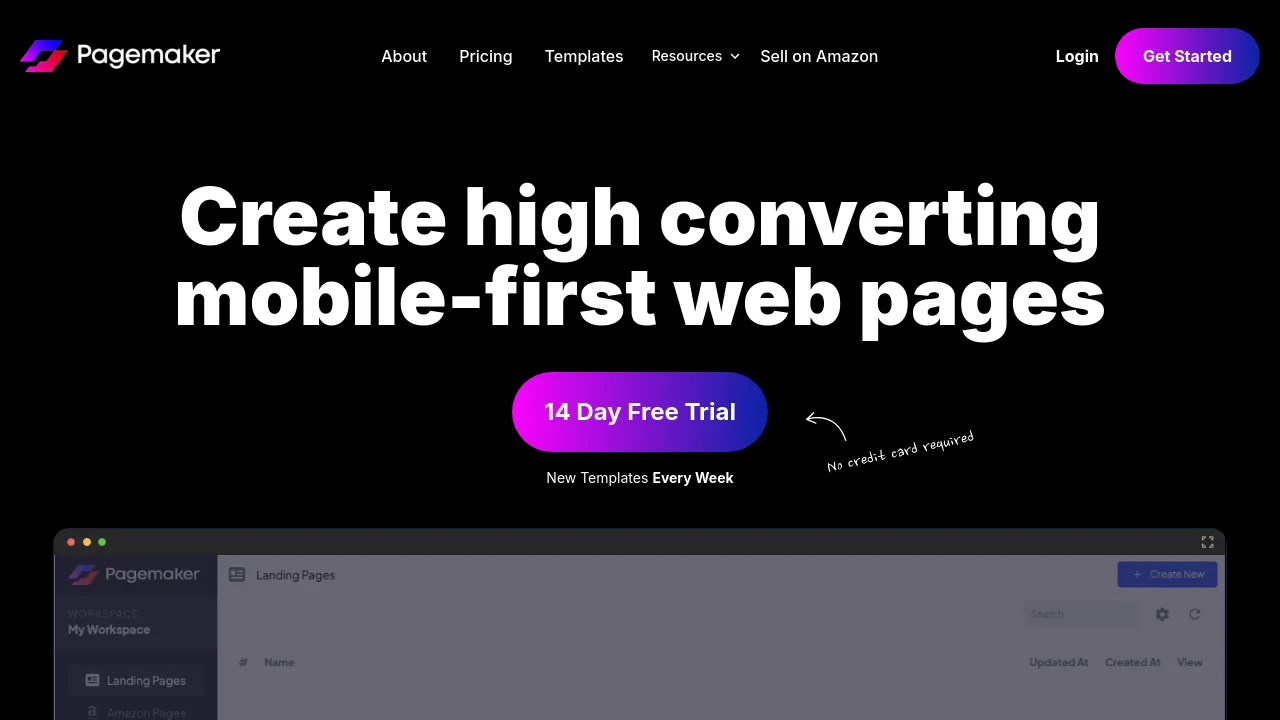 Screenshot of Pagemaker website