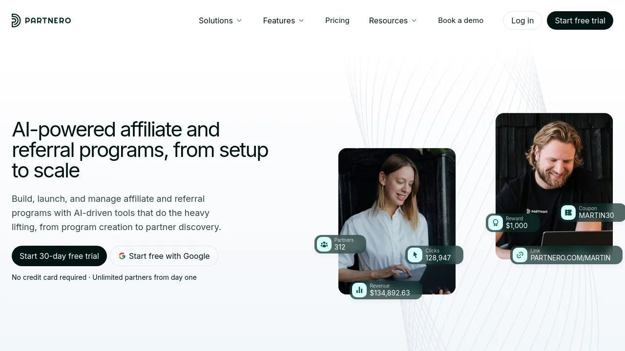 Screenshot of Partnero website