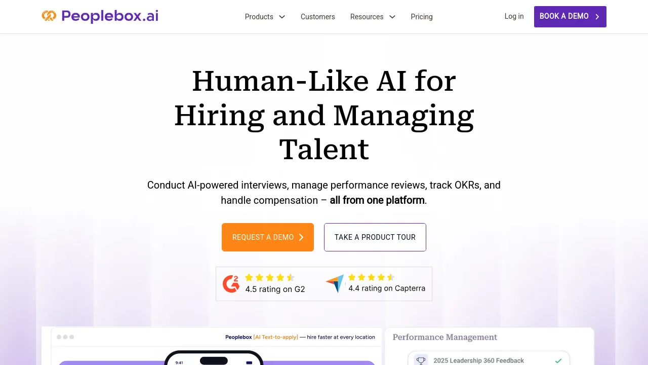 Screenshot of the Peoplebox website