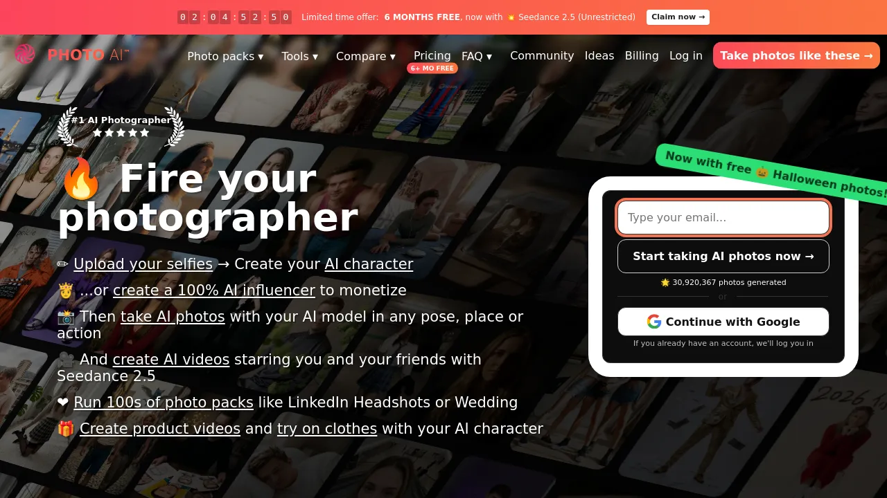 Screenshot of Photo AI website