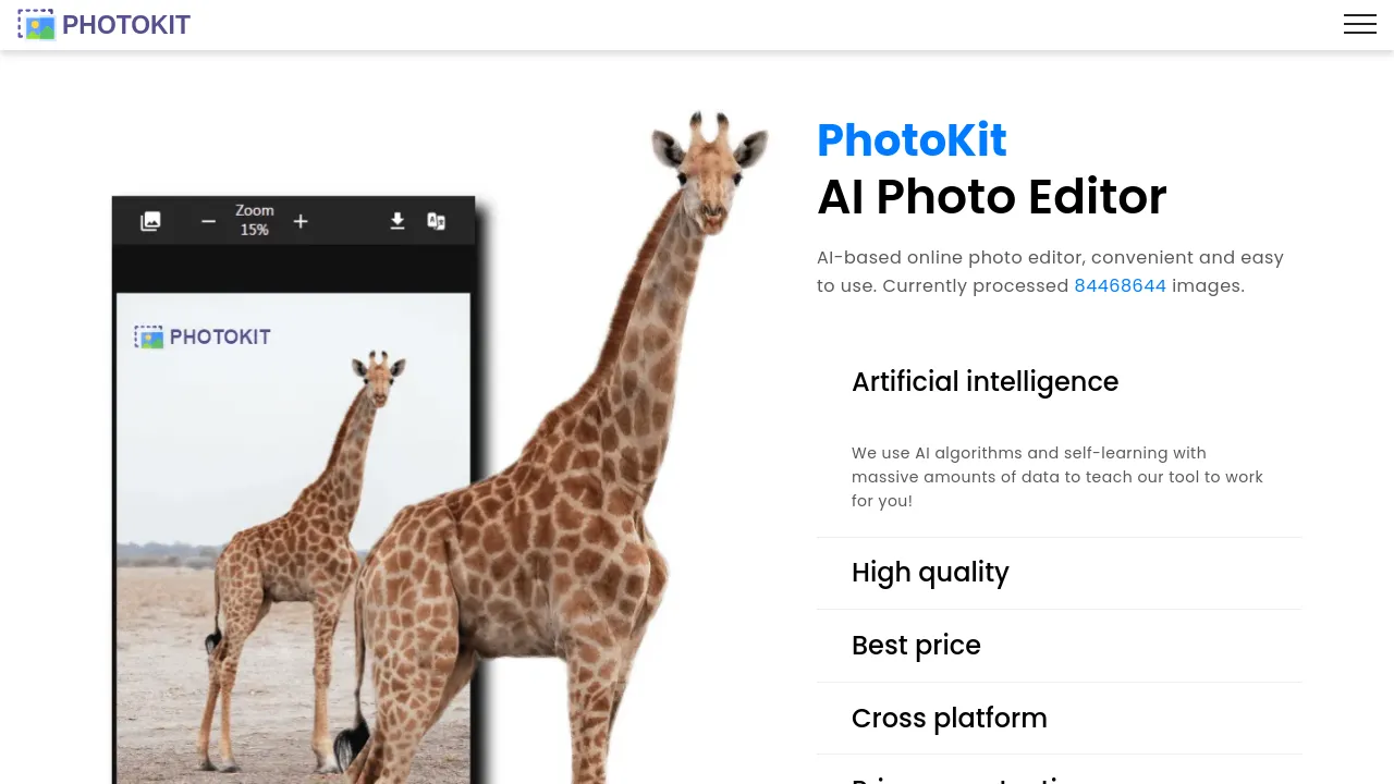 Screenshot of PhotoKit website