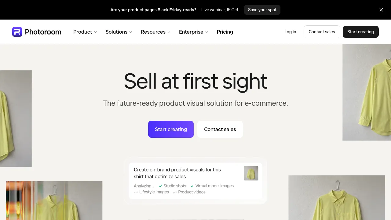 Screenshot of Photoroom website