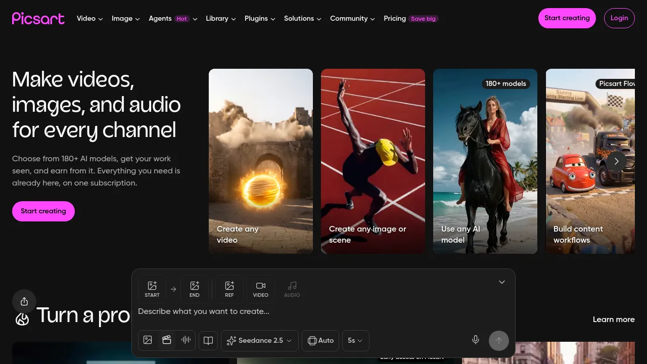 Screenshot of Picsart website