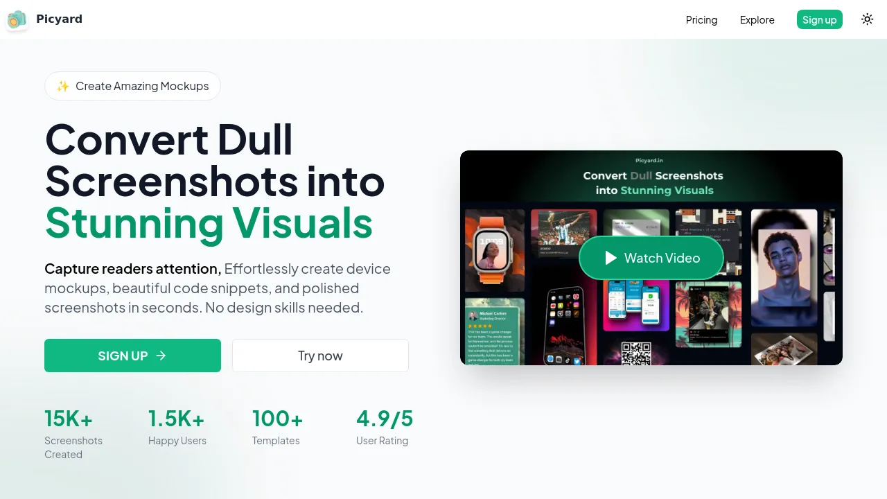 Screenshot of Picyard website