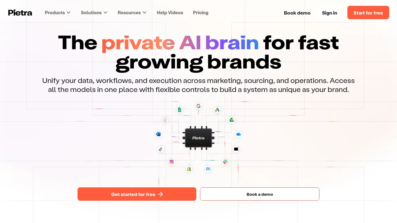 Screenshot of Pietra website