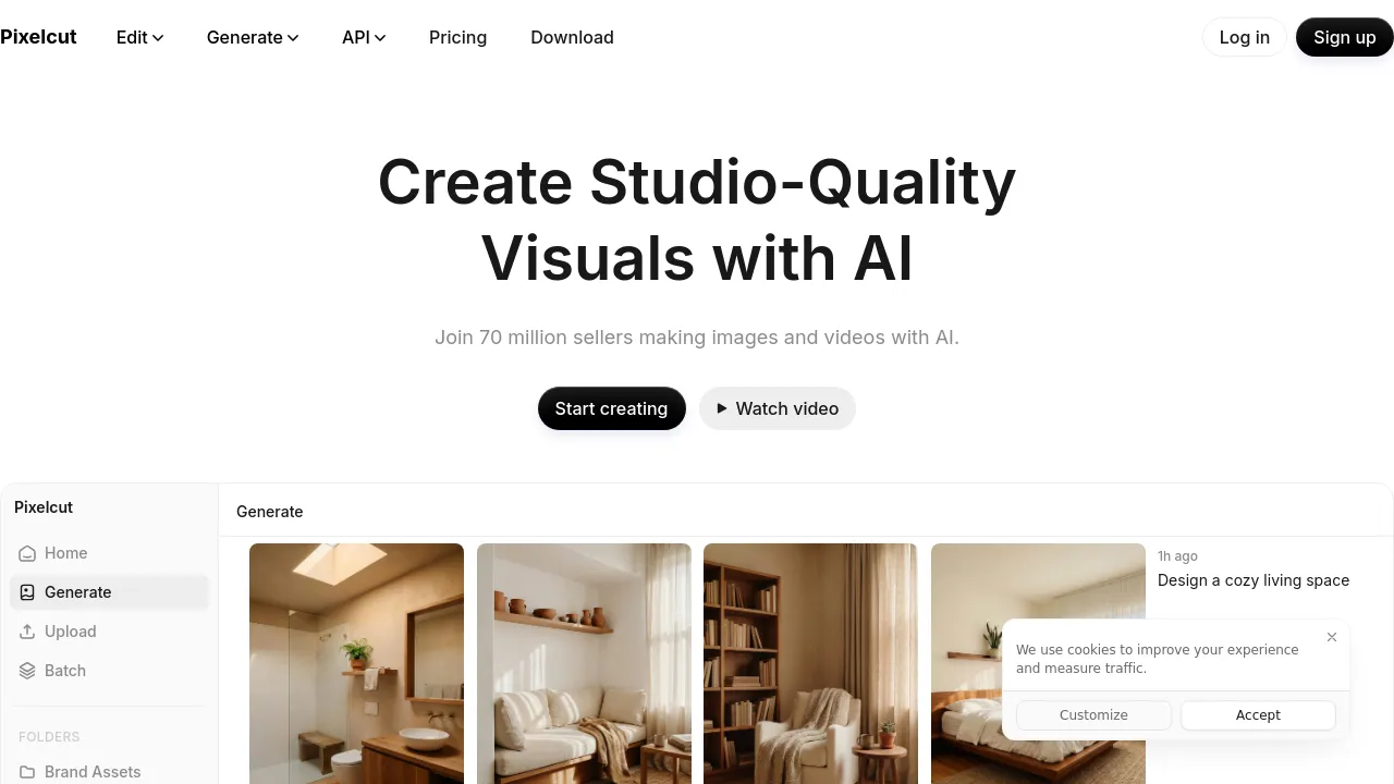 Screenshot of Pixelcut website