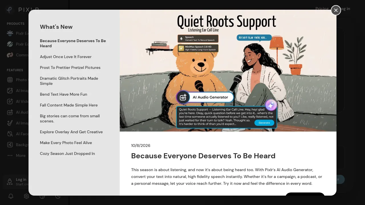 Screenshot of Pixlr website