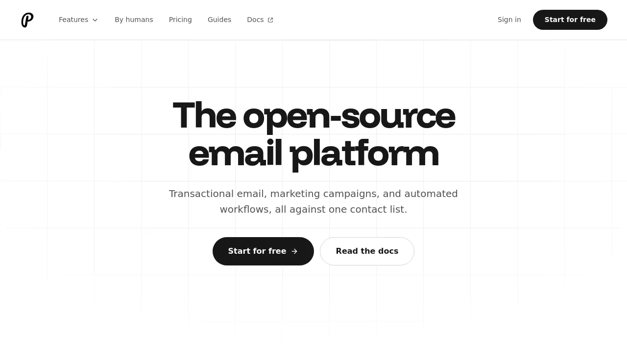 Screenshot of Plunk website