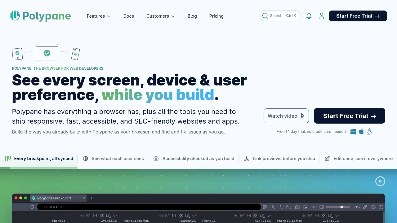 Screenshot of Polypane website