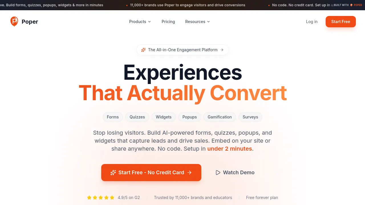 Screenshot of the Poper.ai website