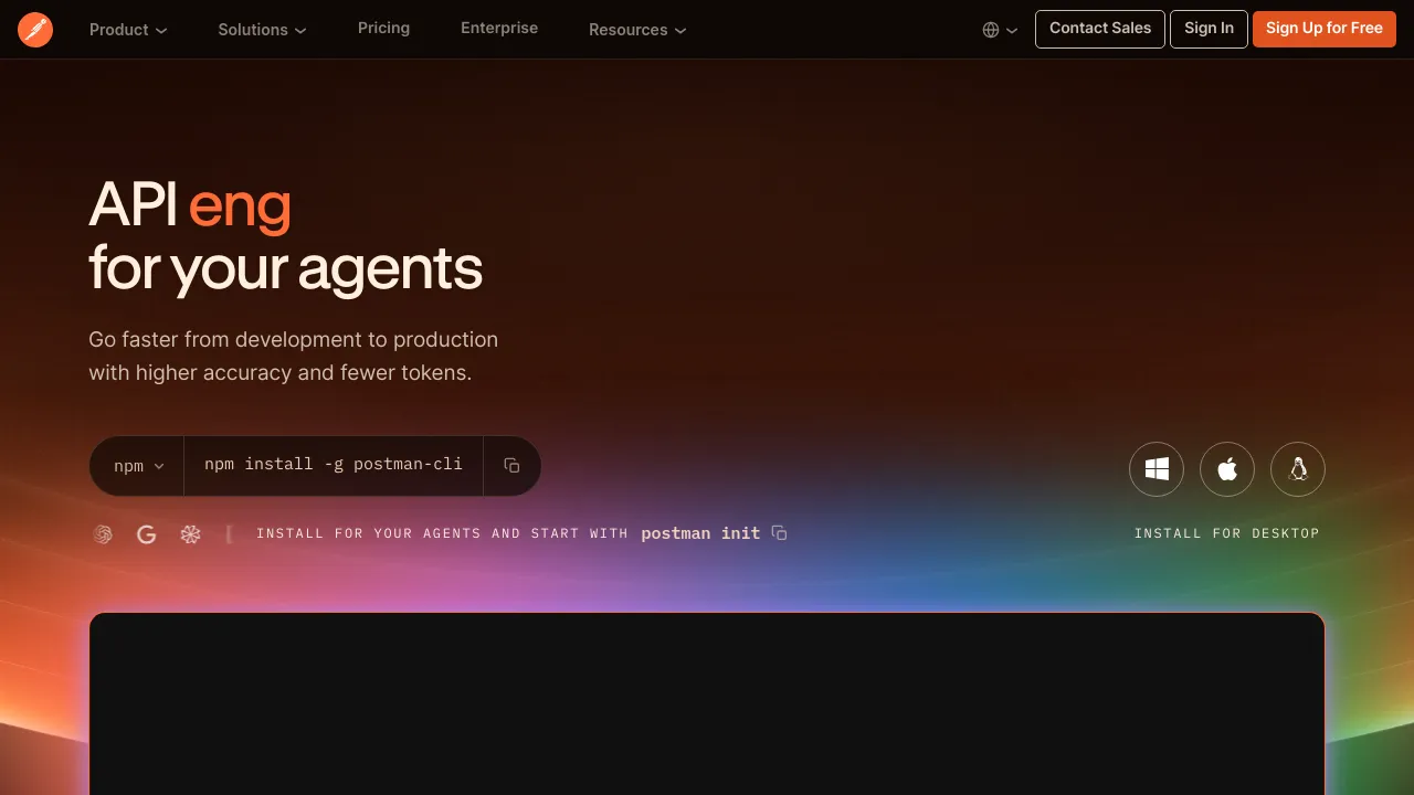 Screenshot of Postman website