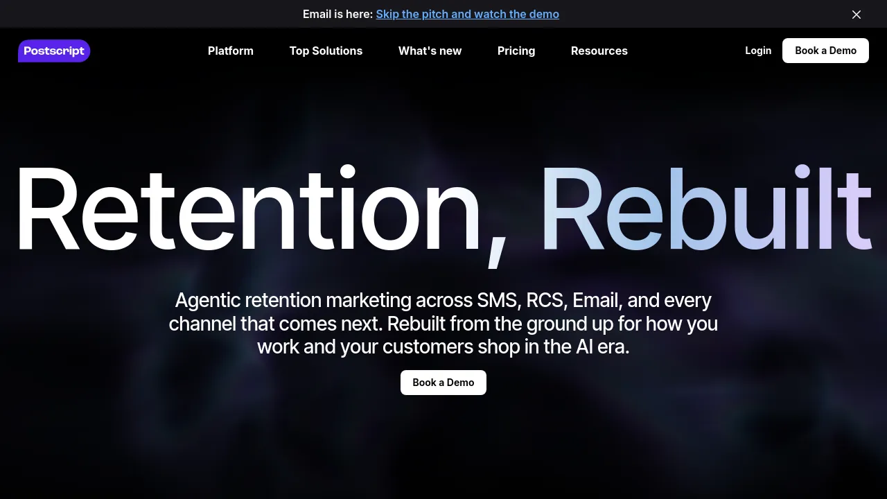 Screenshot of Postscript website