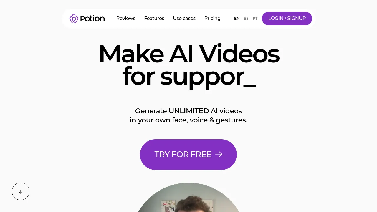 Screenshot of Potion website