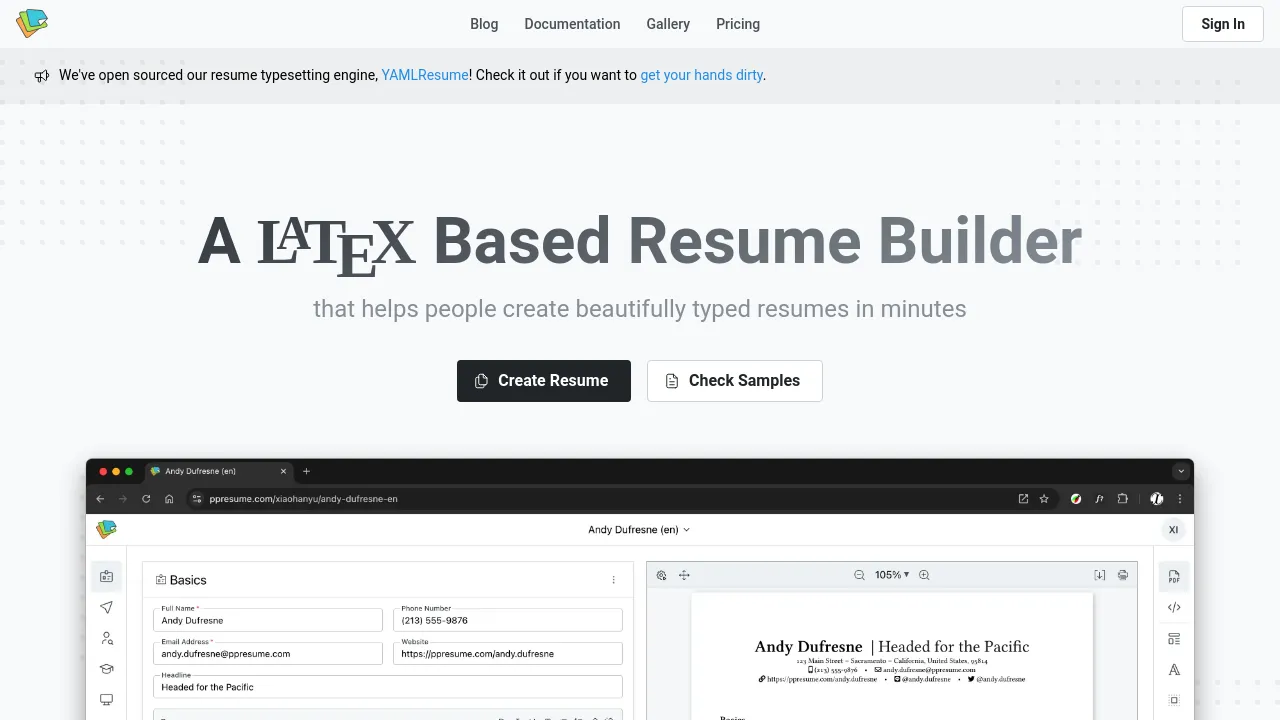Screenshot of PPResume website