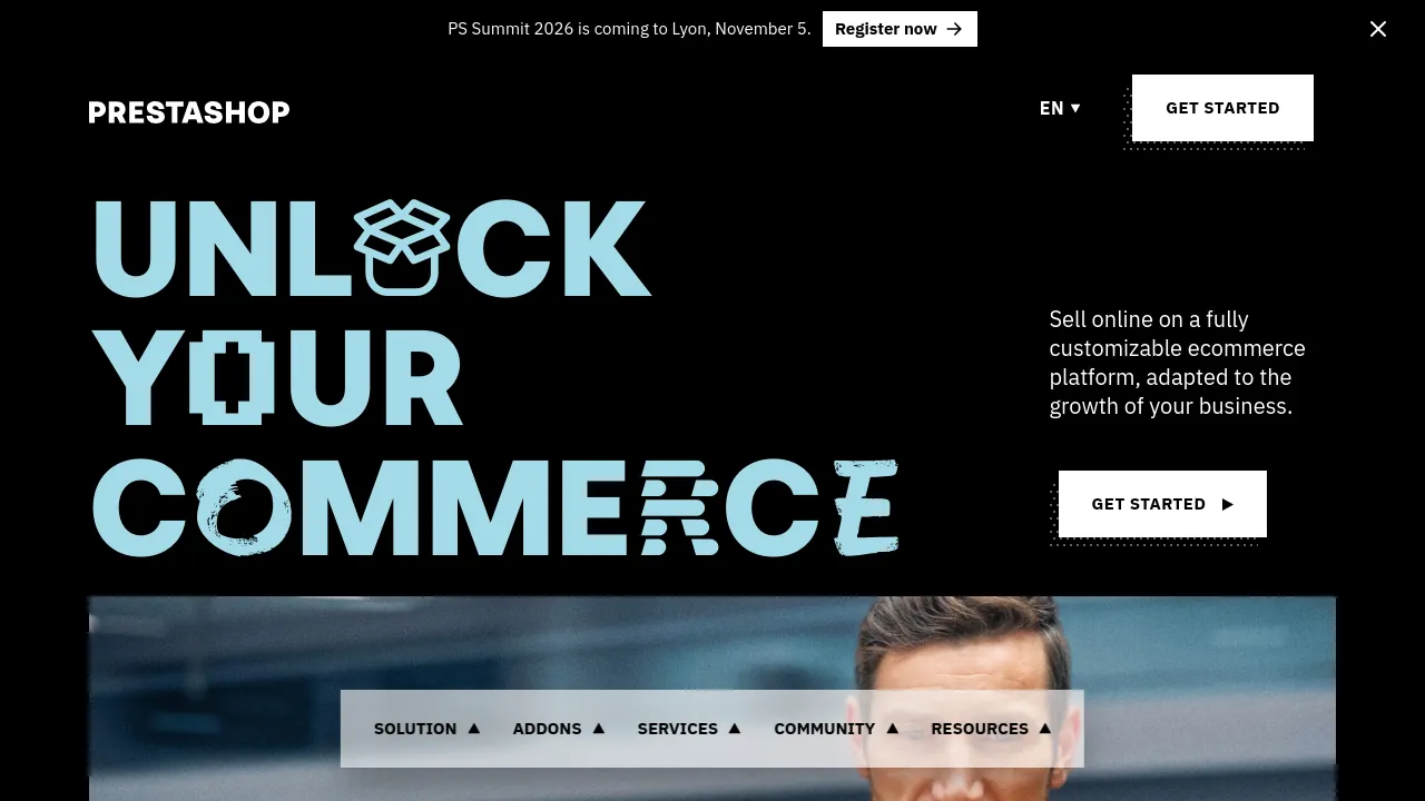 Screenshot of PrestaShop website