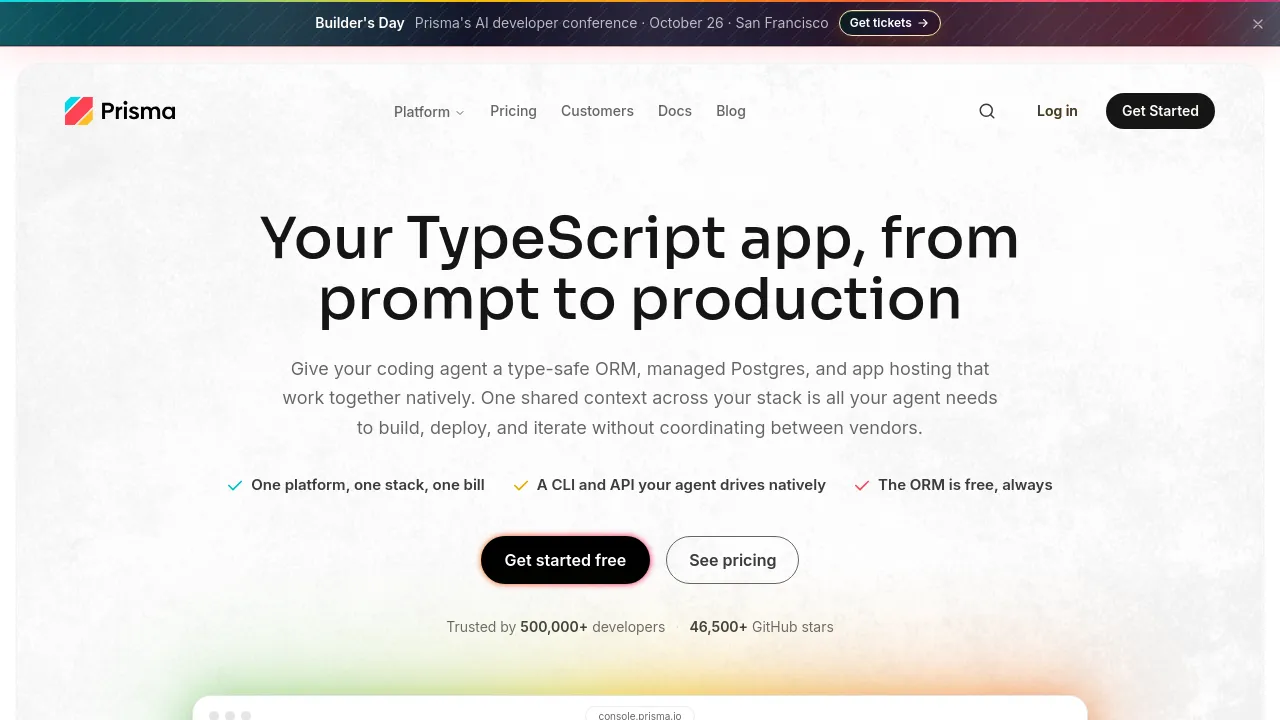 Screenshot of Prisma website
