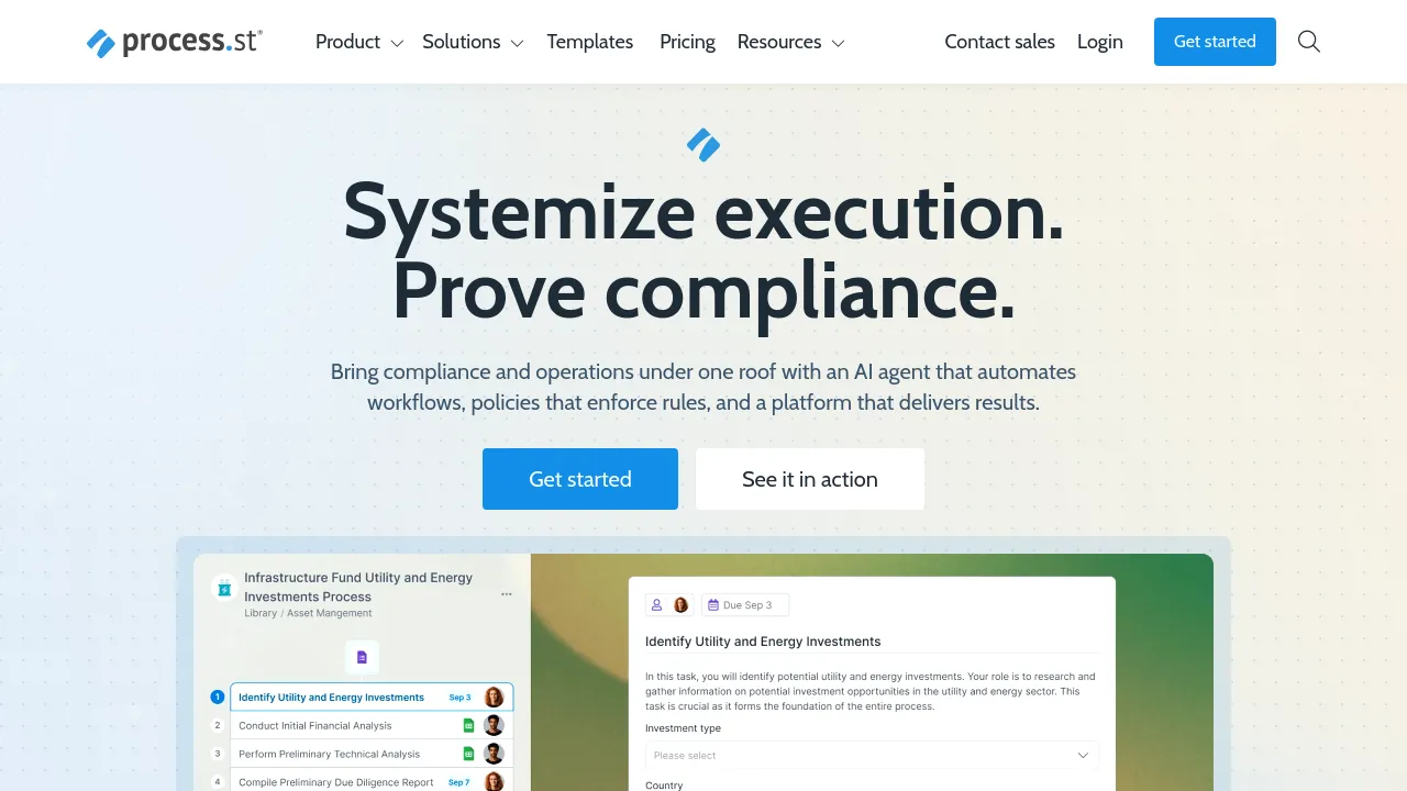 Screenshot of Process Street website