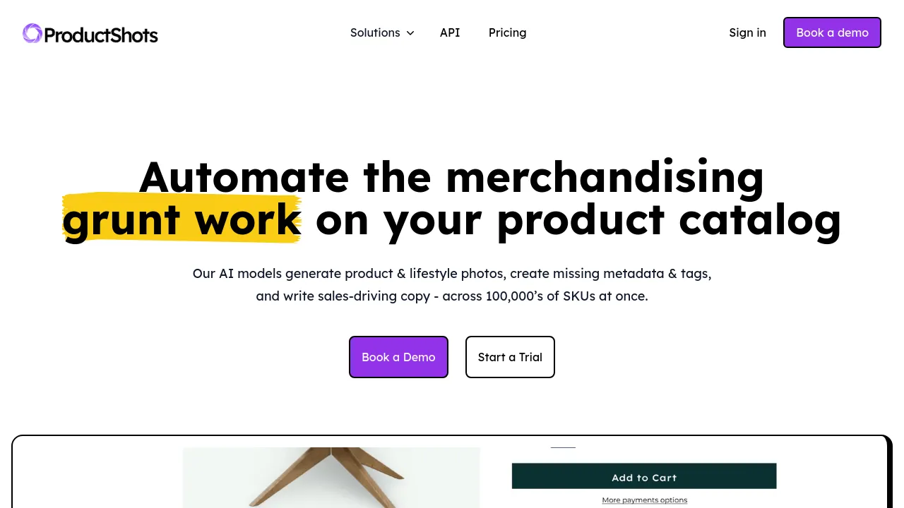 Screenshot of ProductShots.ai website