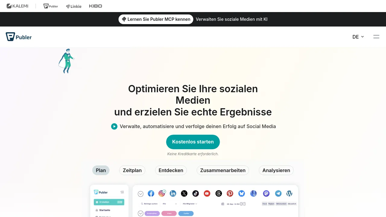 Screenshot of Publer website