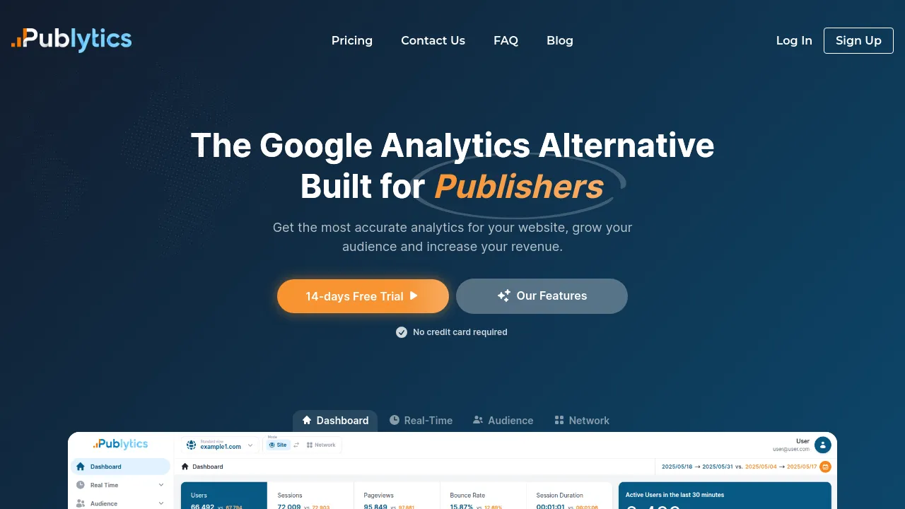 Screenshot of Publytics website
