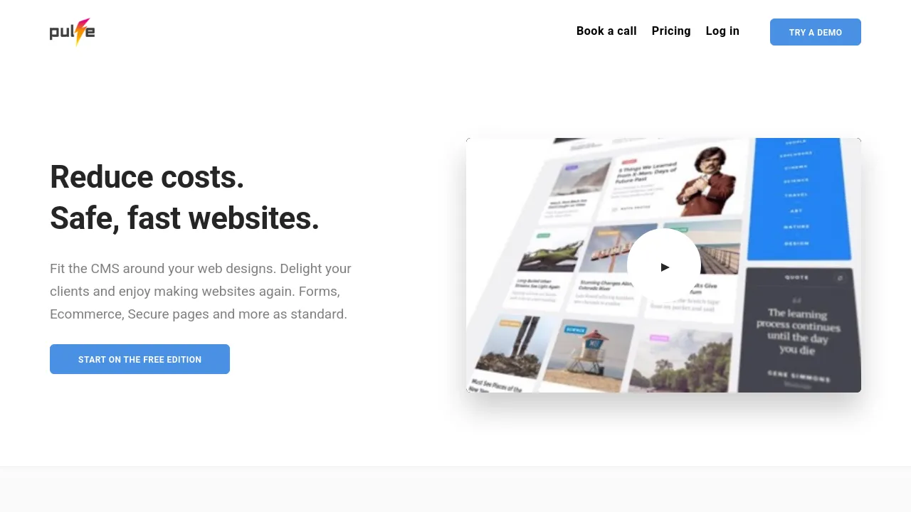 Screenshot of Pulse CMS website