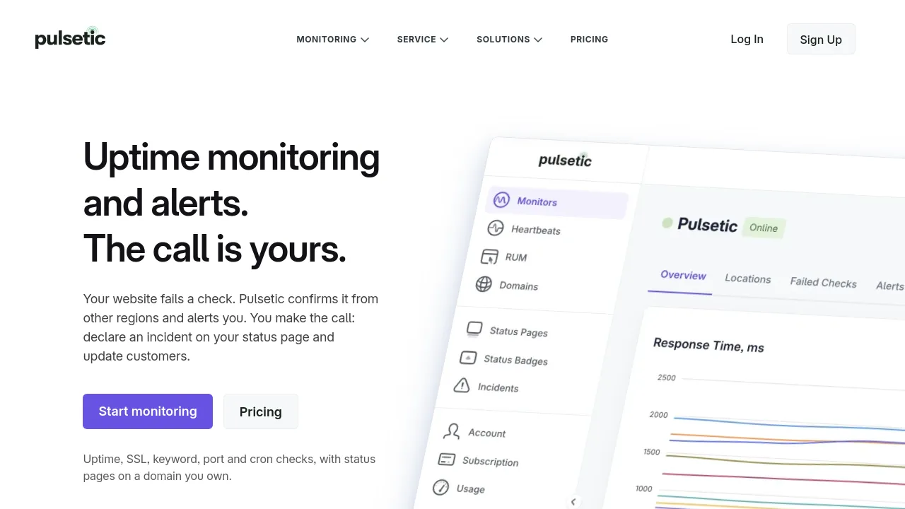 Screenshot of the Pulsetic website