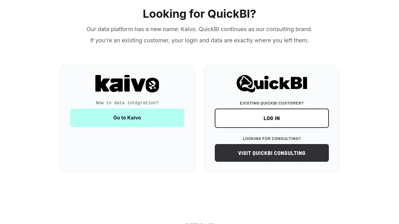 Screenshot of QuickBI website