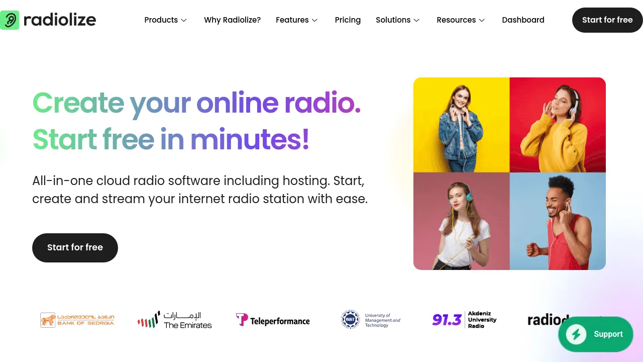 Screenshot of Radiolize website
