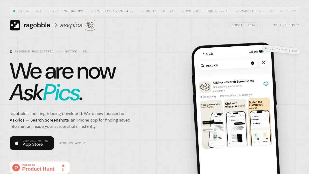 Screenshot of ragobble website