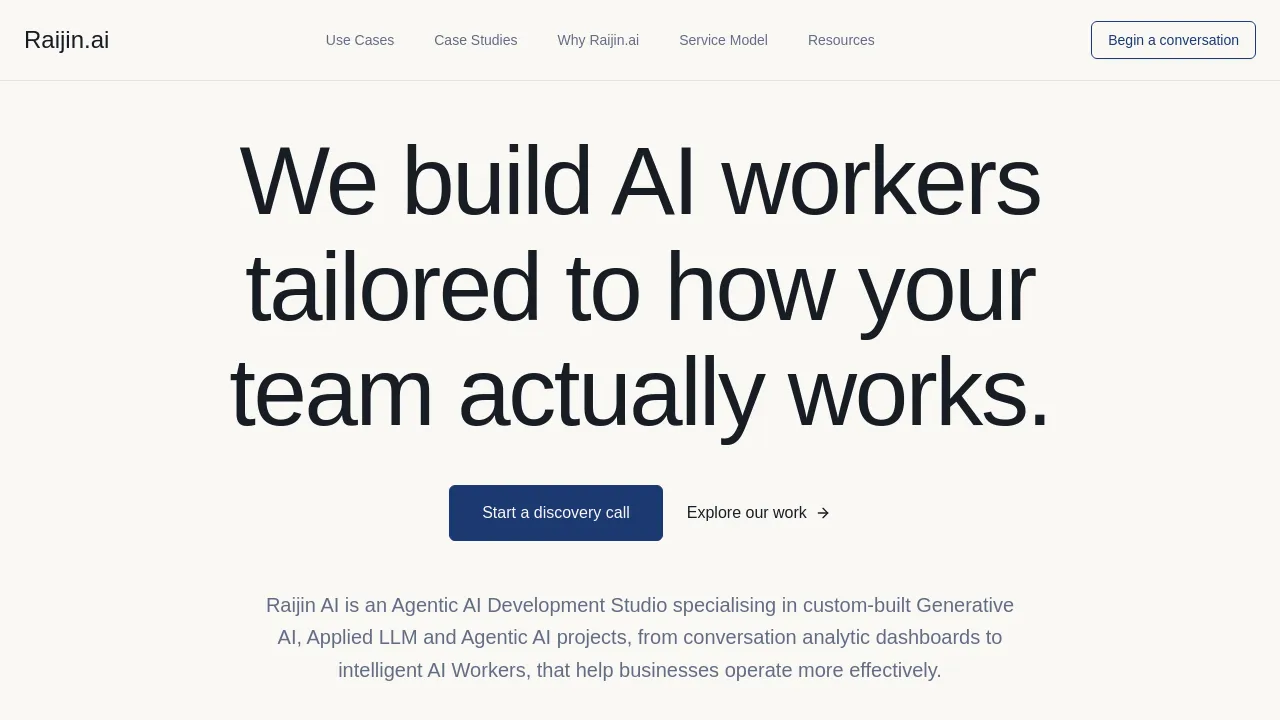 Screenshot of Raijin.ai website