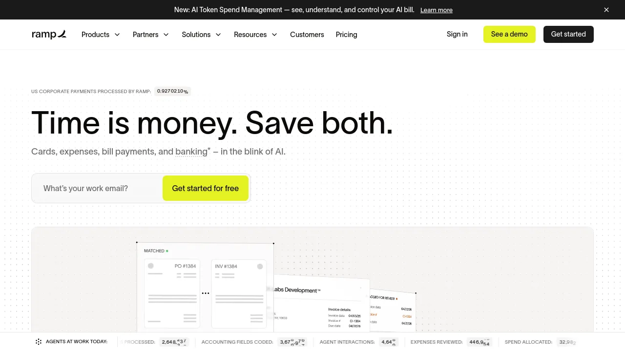 Screenshot of the Ramp website
