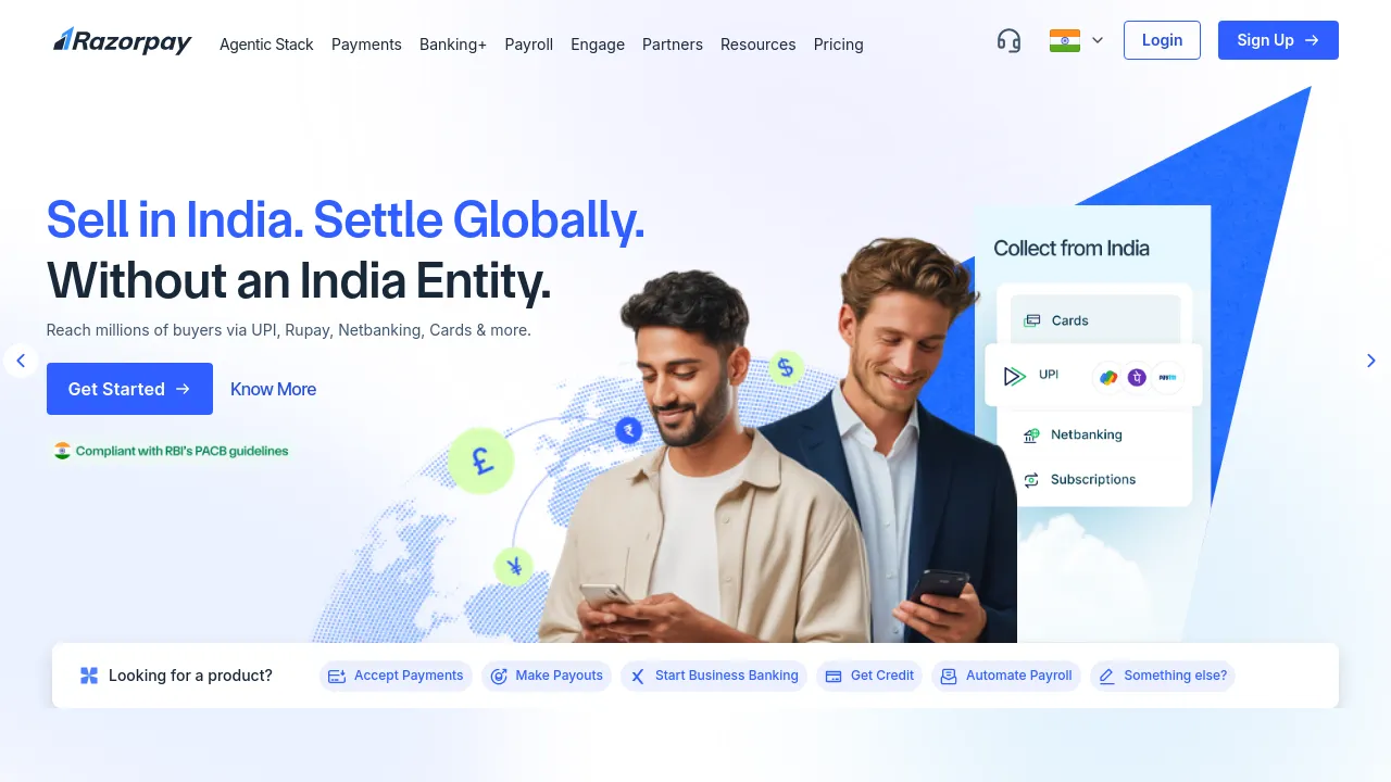 Screenshot of Razorpay website