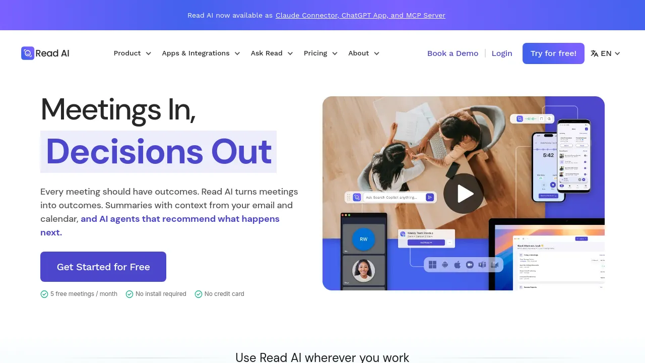 Screenshot of Read AI website
