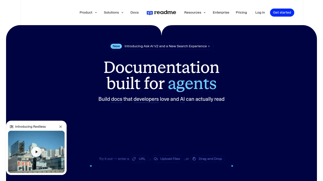 Screenshot of ReadMe website
