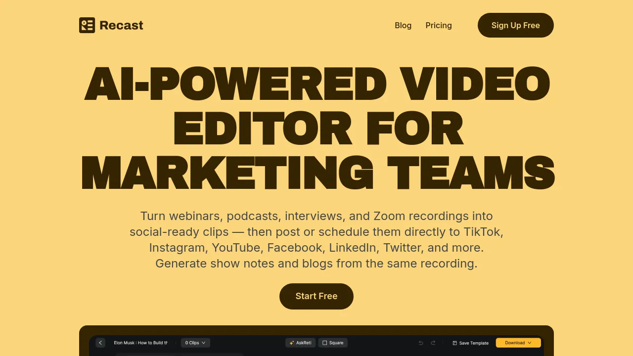 Screenshot of Recast Studio website