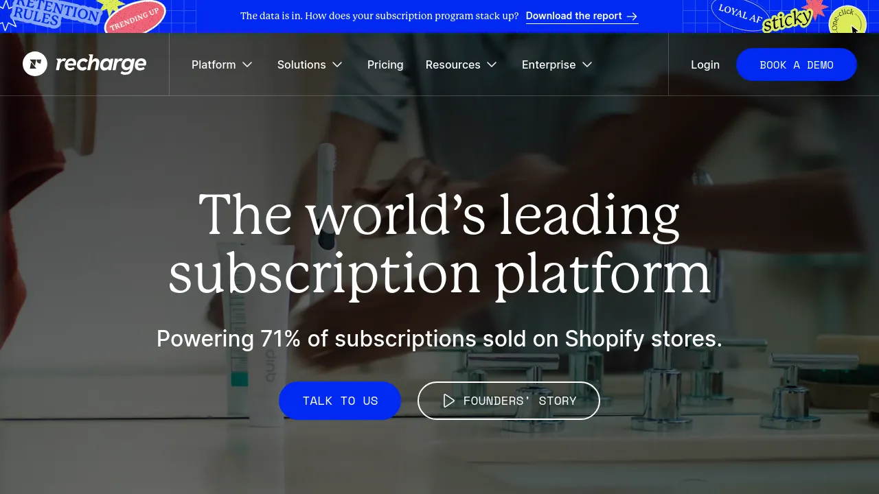 Screenshot of Recharge website
