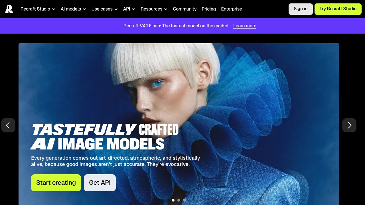 Screenshot of Recraft website