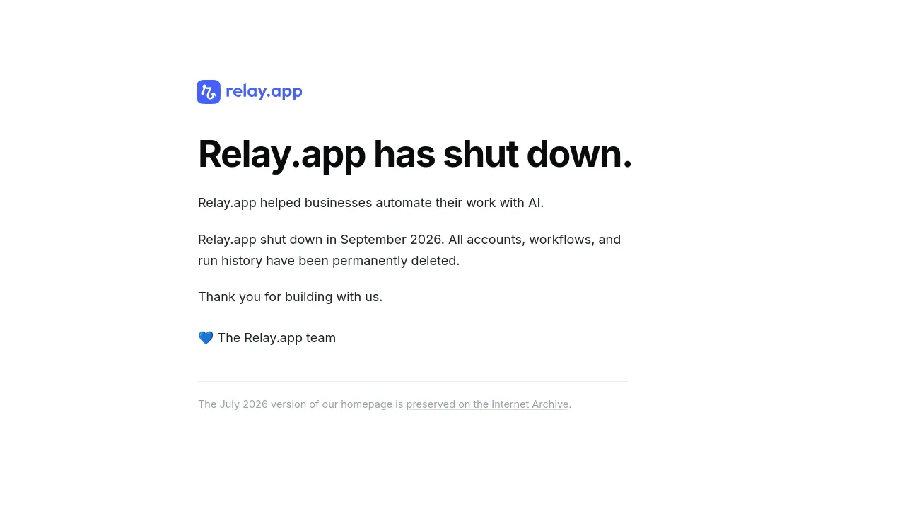 Screenshot of Relay.app website