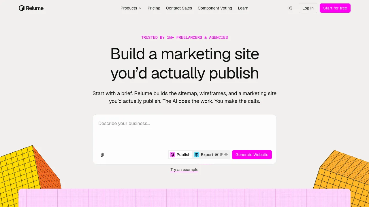 Screenshot of Relume website